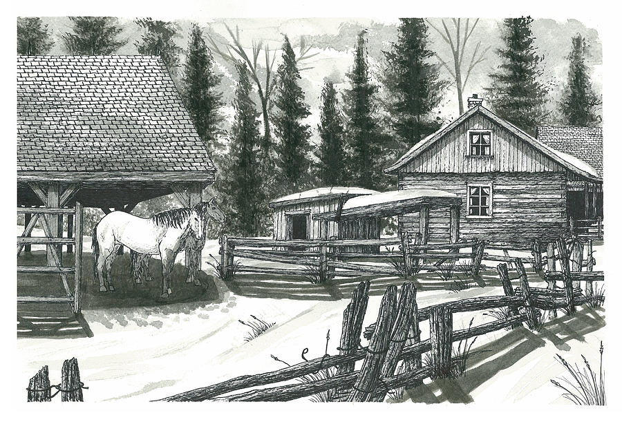 Horse Painting - Horse Ranch by Jonathan Baldock