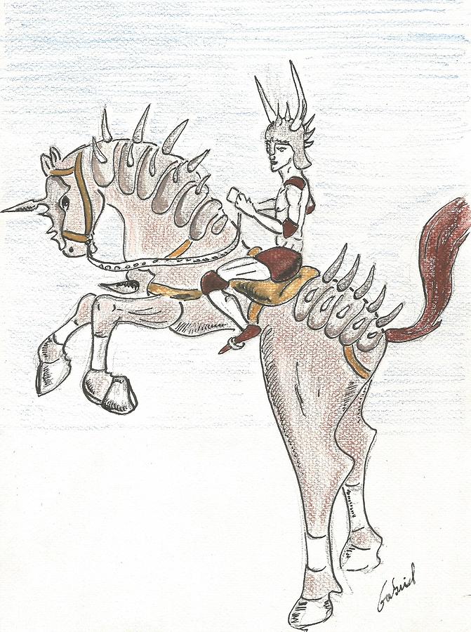 Horse-rider Drawing by Gabriel Coelho Horse-rider Drawing by Gabriel Coelho