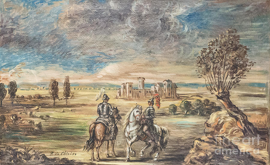 Horse riders and landscape by Giorgio de Chirico by Roberto Morgenthaler