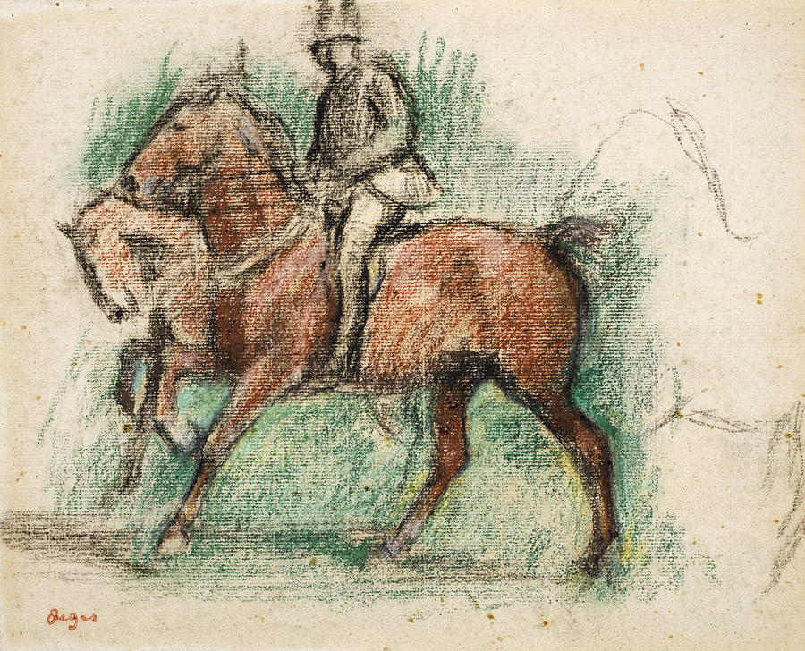 Horse Riding Drawing by Edgar Degas