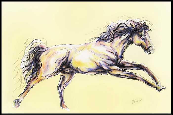 Horse Running Drawing by Dotty Fenner