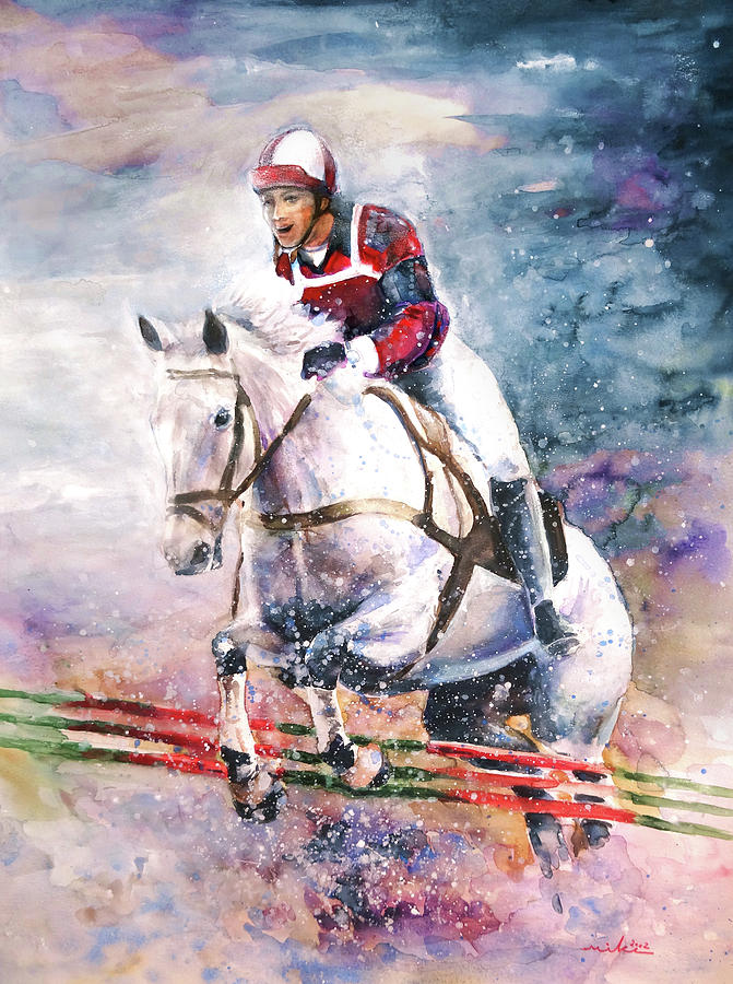 Horse Show Jumping Painting by Miki De Goodaboom