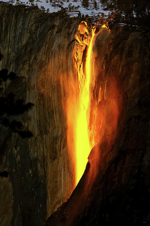 Horse Tail Fall Aglow Photograph by Greg Norrell