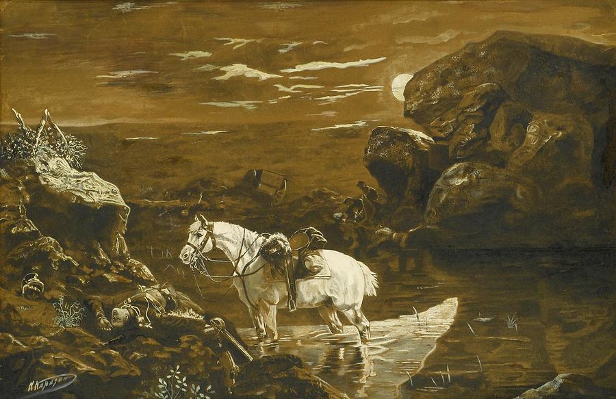 Horse Watering at the Edge of a Battlefield Painting by MotionAge ...