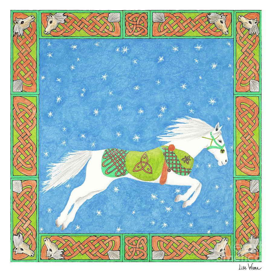 Horse with Celtic Knots Saratoga Faire CD Cover Illustration Drawing by Lise Winne