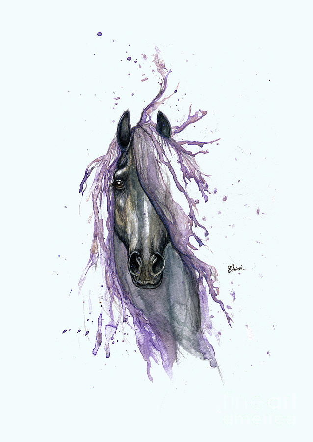 Horse With Purple Mane 2014  Painting by Ang El