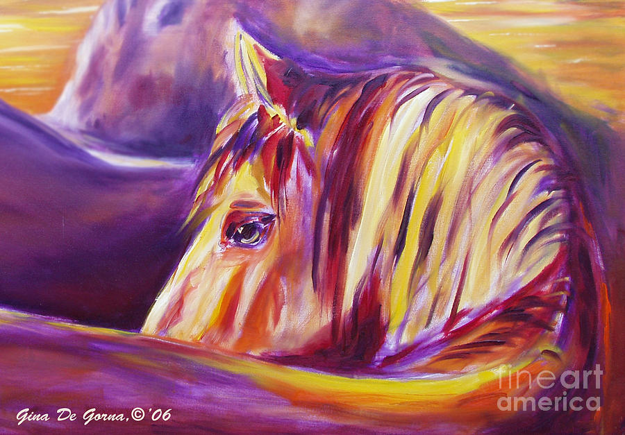 Horse World Detail Painting by Gina De Gorna