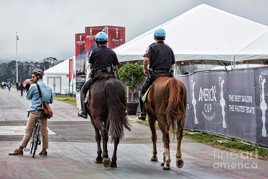 Horseback Police Americas Cup Photograph by Chuck Kuhn