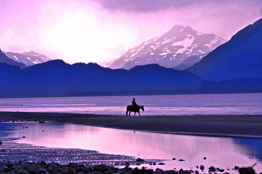 Horse Photograph - Horseback Riding at Sunset by Scott Mahon