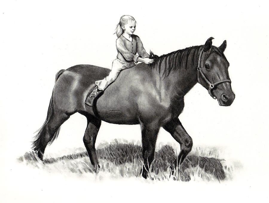 Horseback Riding Drawing by Joyce Geleynse