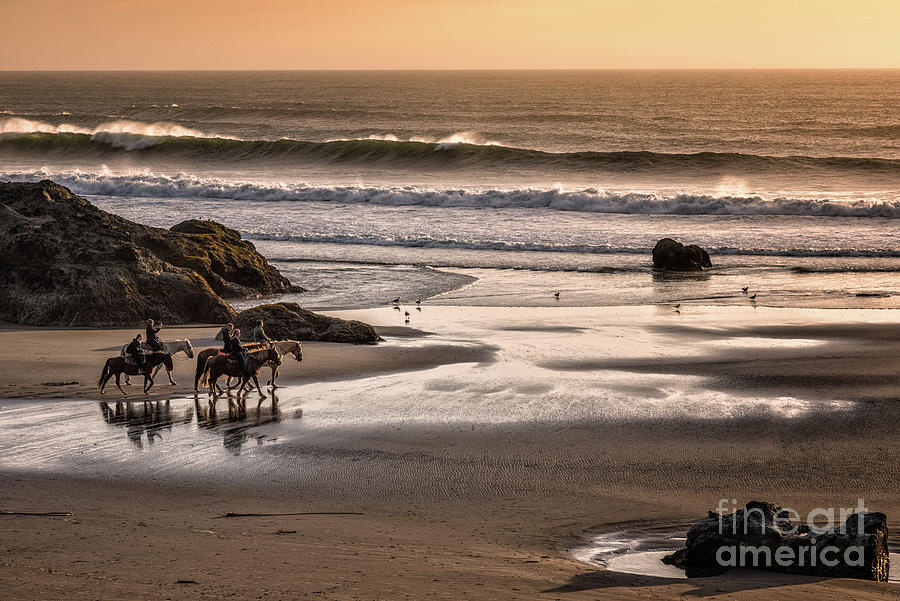Horseback Riding On Bandon Beach 2 Photograph by Al Andersen