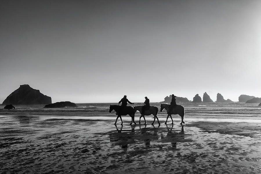 Horseback Storytelling Black and White Photograph by Mark Kiver