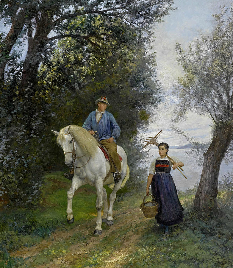 Horseman at a Lake Painting by Rudolf Koller