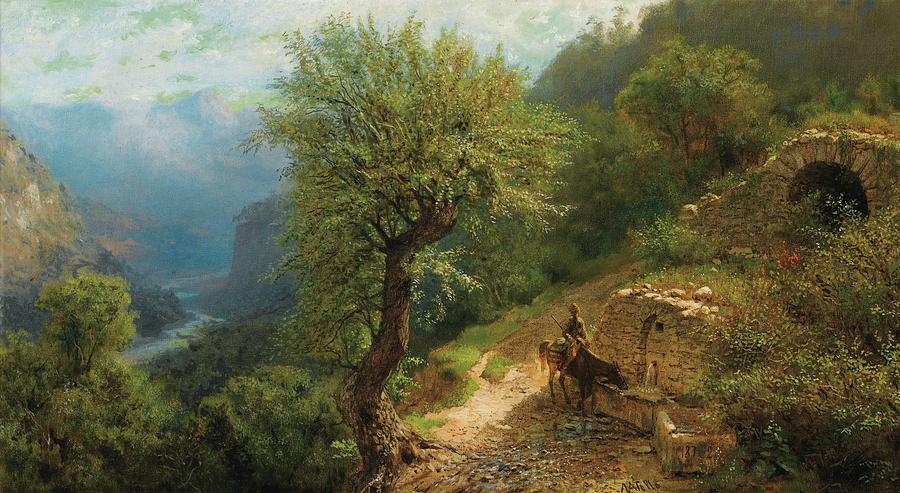 Horseman In The Caucasus Painting by Lev Feliksovich