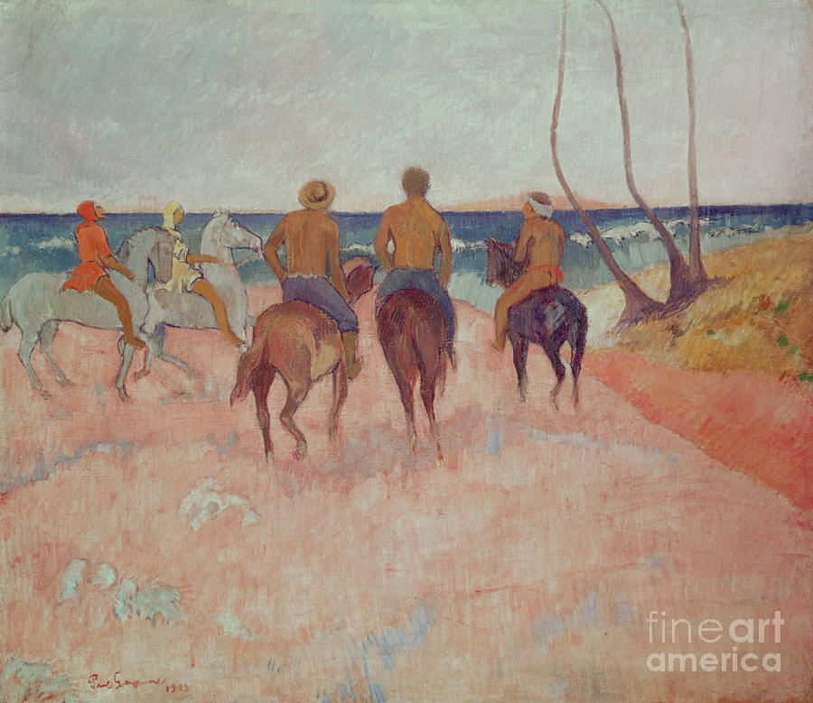 Horseman on the Beach Painting by Paul Gauguin