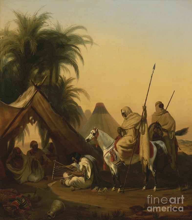 Horsemen And Arab Chiefs Listening Painting by MotionAge Designs