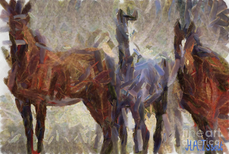 Horses Abstract mixed media Digital Art by Humphrey Isselt