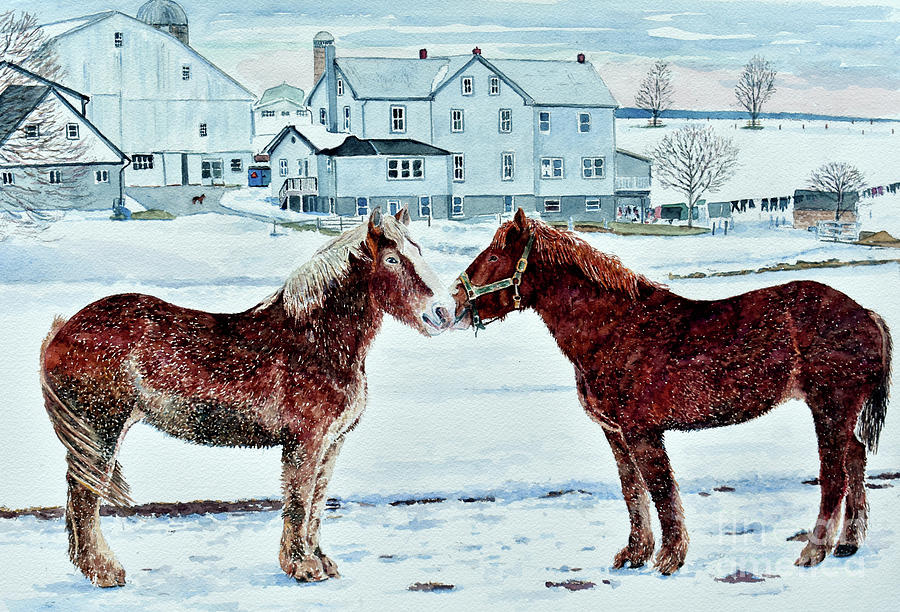 Horses, Amish Farm, Lancaster, Pa Painting by Anthony Butera