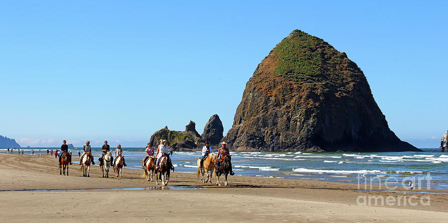Horses at Cannon Beach  3099 Photograph by Jack Schultz