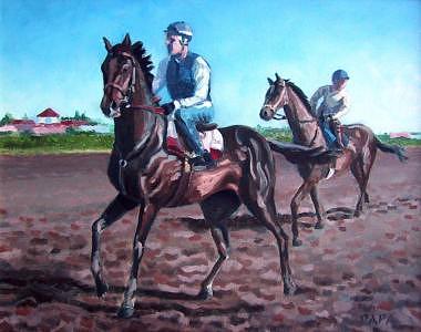 Thoroughbred Painting - Horses At Palm Meadows by Ralph Papa Thoroughbred Painting - Horses At Palm Meadows by Ralph Papa