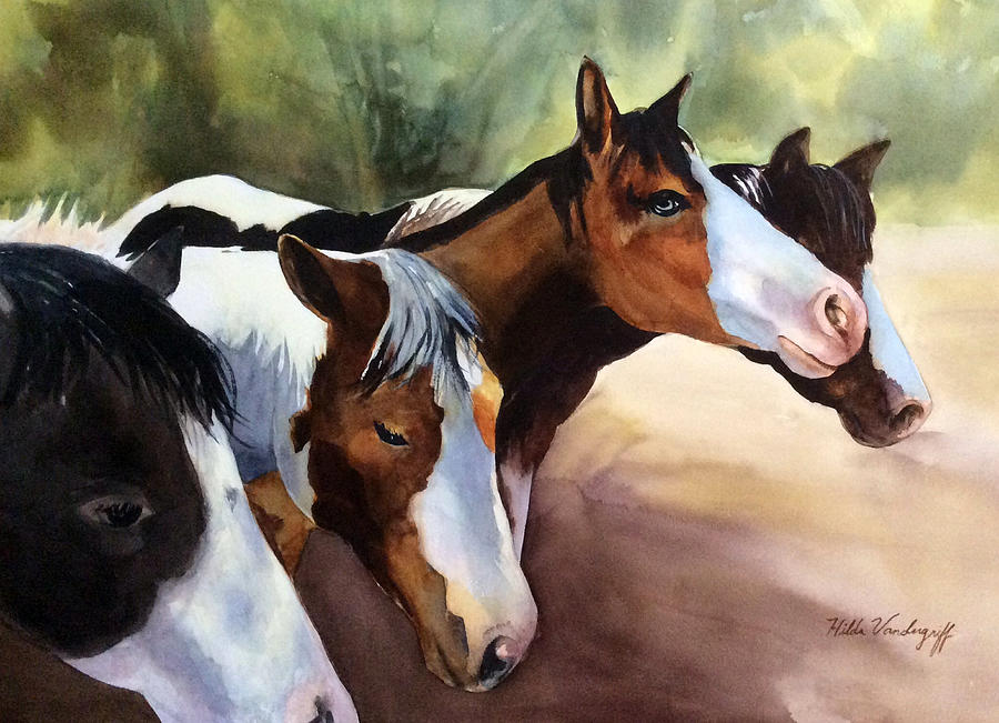 Horses at the Ranch Painting by Hilda Vandergriff