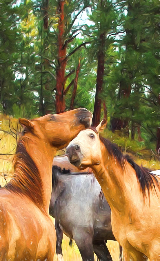 Horses Dancing Digital Art by Cathy Anderson