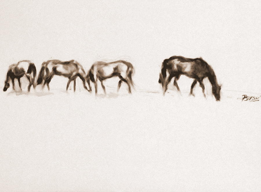 Horses Grazing Painting by Patrick Mills