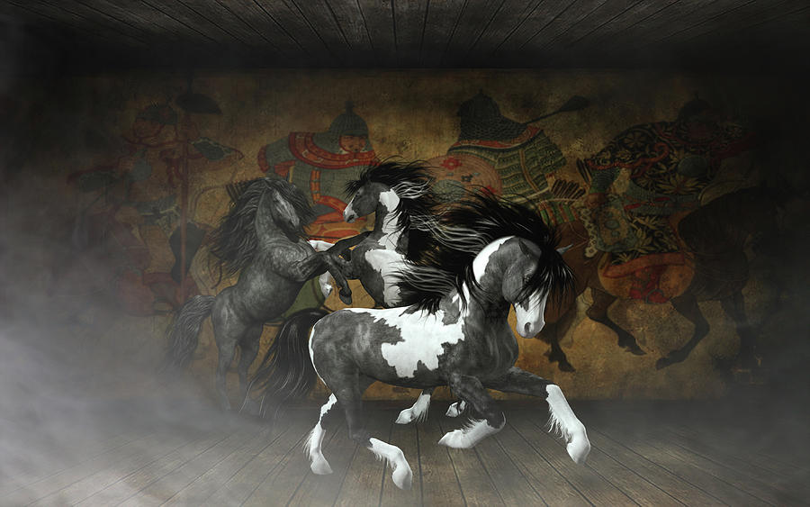 Horses In A Mongolian Barn Digital Art By Rich Johnson