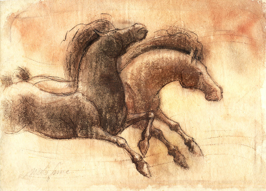 Horses in Brown Painting by Nato  Gomes