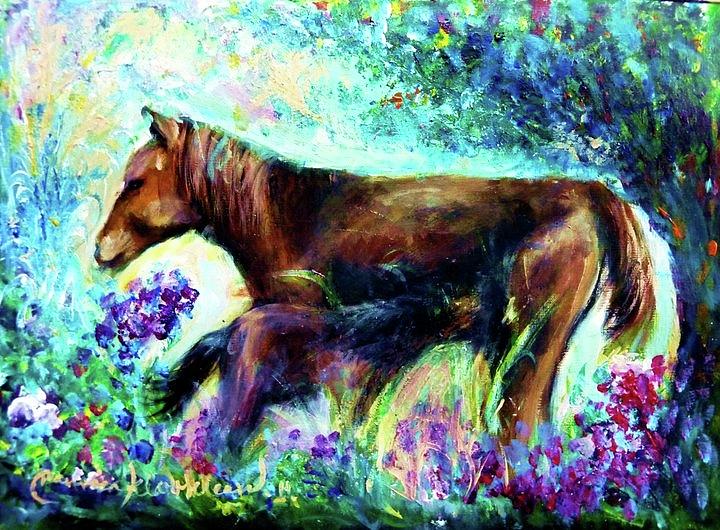 Horses in my memory Painting by Wanvisa Klawklean