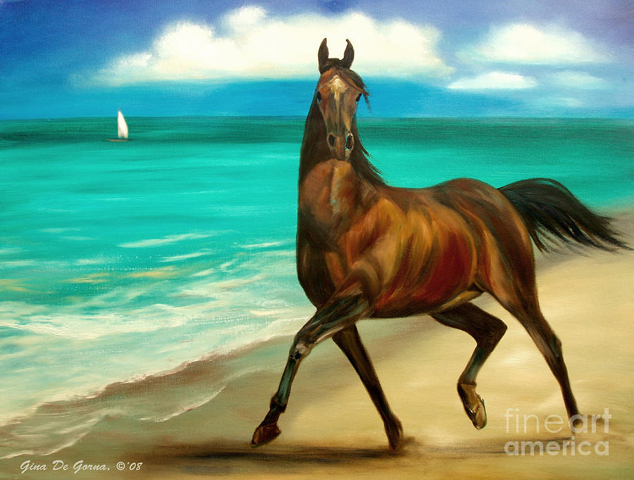 Horses in Paradise  DANCE Painting by Gina De Gorna