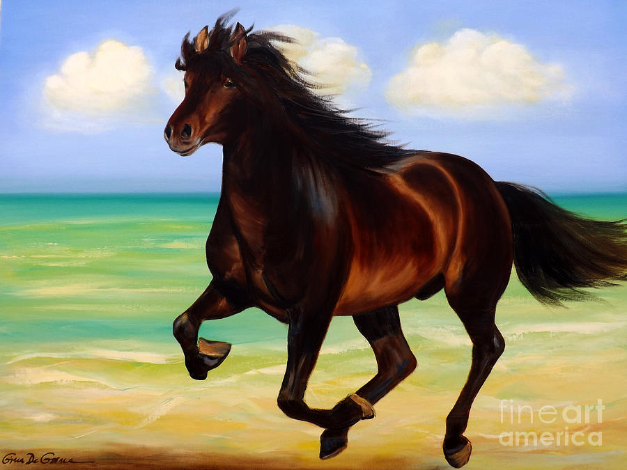 Horses in Paradise  RUN Painting by Gina De Gorna
