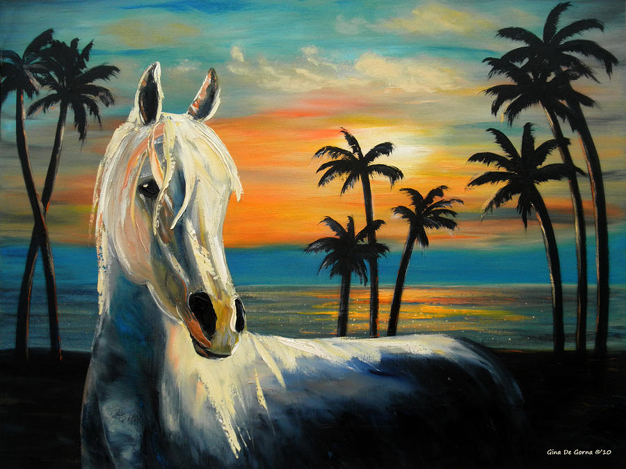 Horses in Paradise  TELL ME YOUR DREAM Painting by Gina De Gorna