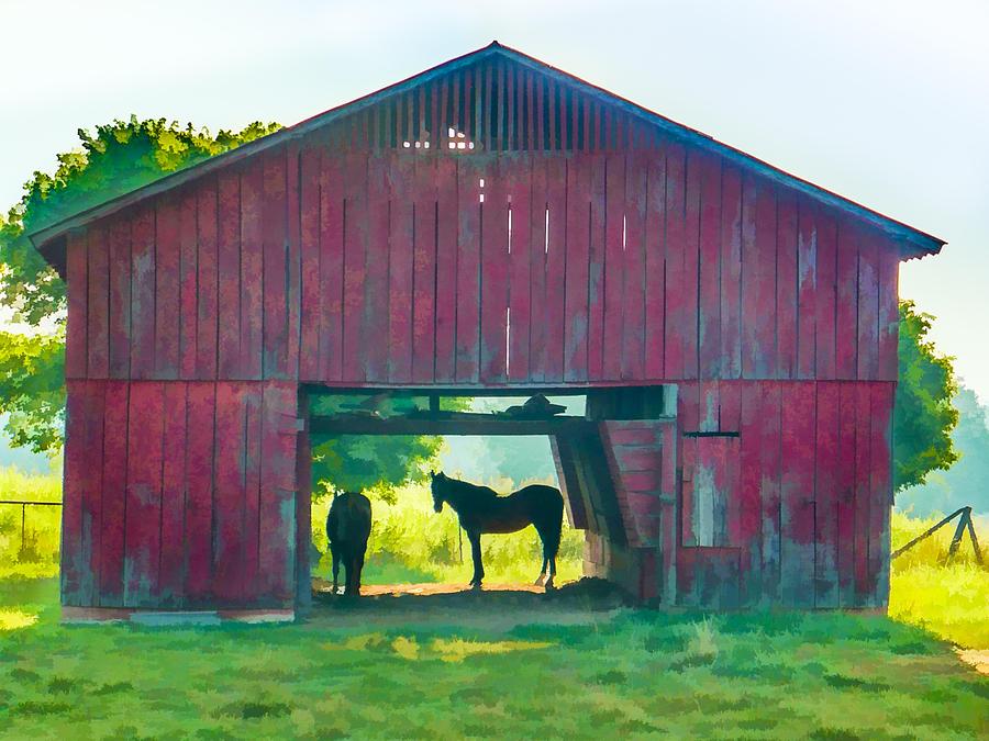 Horses in Silhouette Digital Art by Lisa Lemmons-Powers