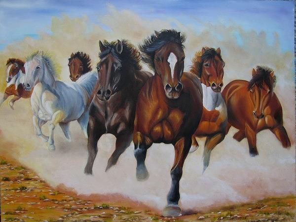 Horses Painting by Maria Molnar - Fine Art America