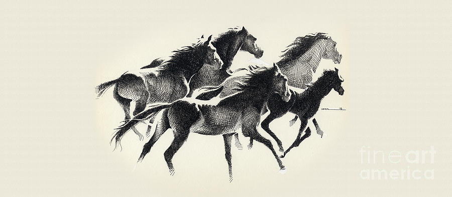 Horses mug Digital Art by Mamoun Sakkal