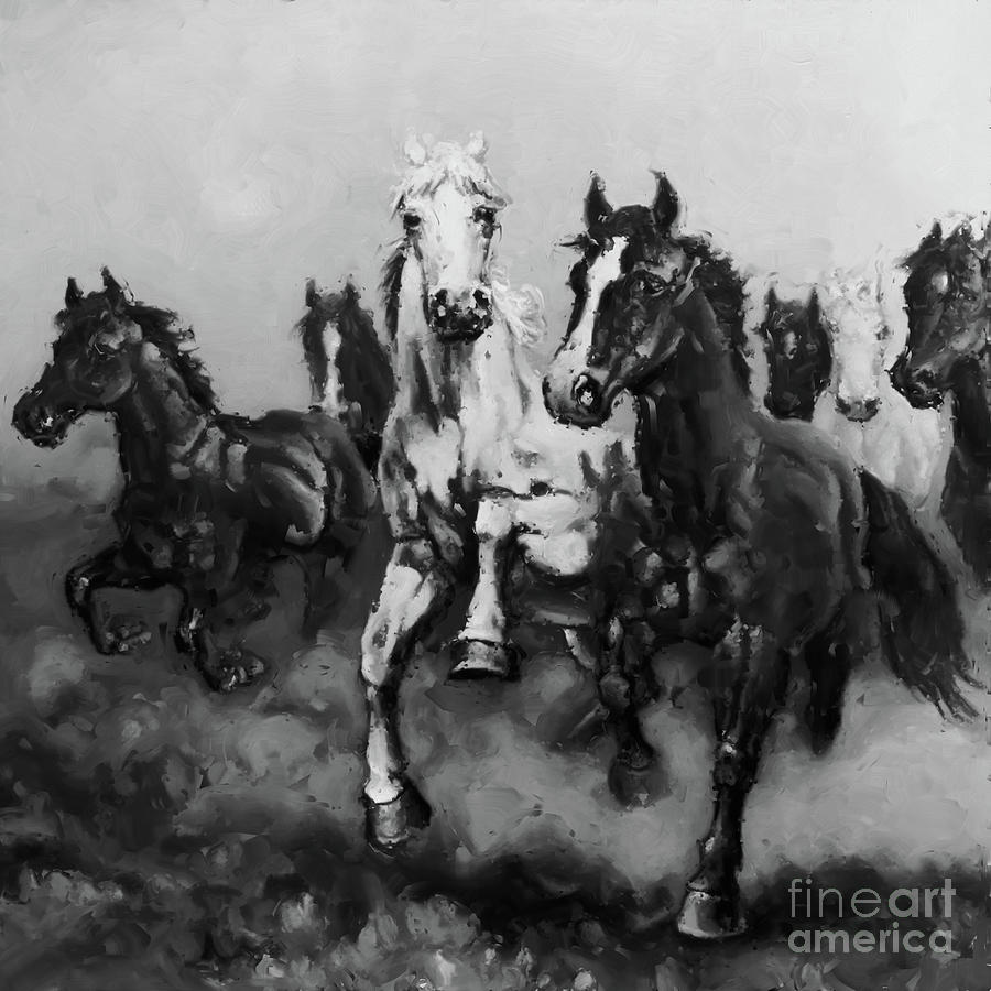 Horses Portrait oi8i Painting by Gull G