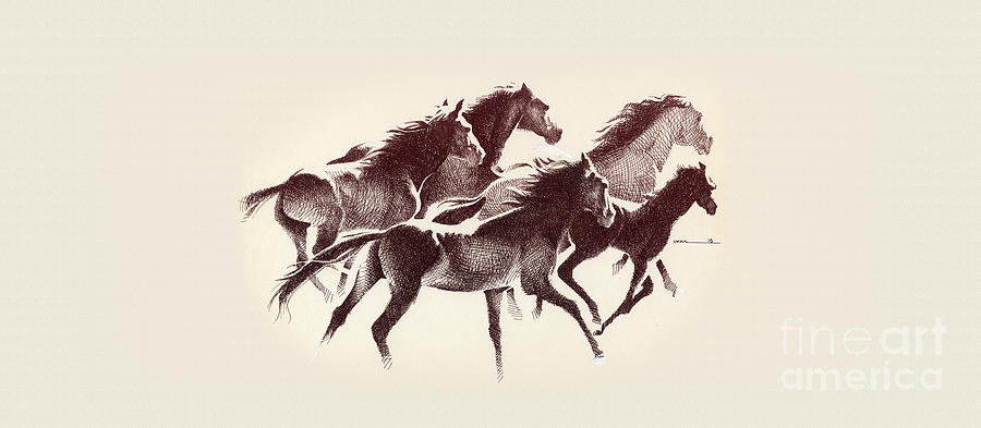 Horses3 mug Digital Art by Mamoun Sakkal