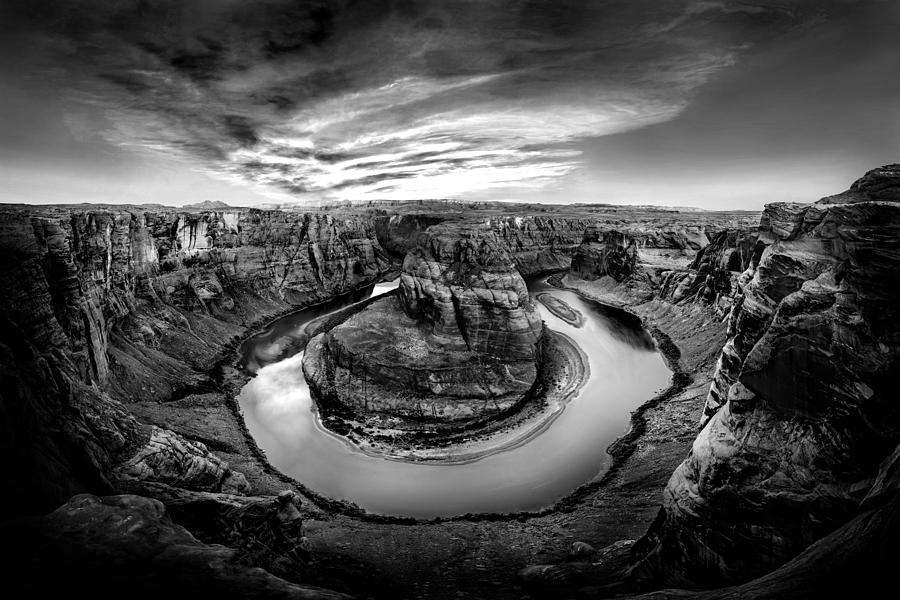 Horseshoe Bend Bw Photograph