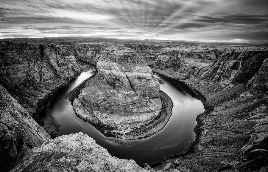 Horseshoe Bend bw Photograph by Jerry Fornarotto