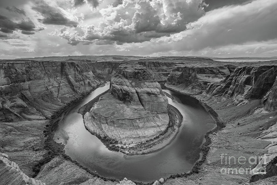 Horseshoe Bend Day Photo BW Photograph by Michael Ver Sprill