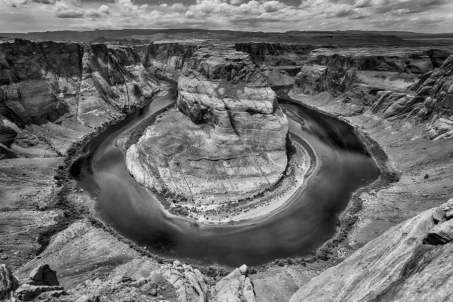 Horseshoe Bend Grand Canyon In Black And White Photograph by Garry Gay