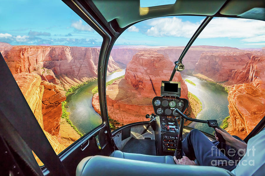 Horseshoe Bend Helicopter Photograph by Benny Marty