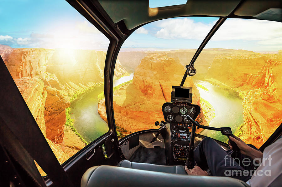 Horseshoe Bend Helicopter sunset Photograph by Benny Marty