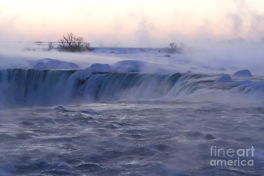 Horseshoe Falls in Winter Ice and Mist at Dawn Photograph by Karen Foley Fine Art America
