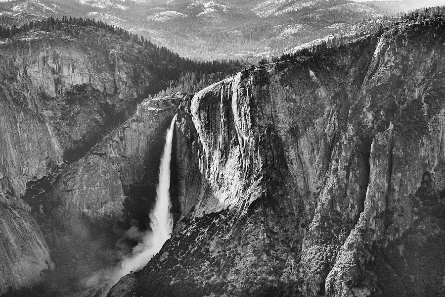 Horsetail Falls Black and White Photograph by JC Findley