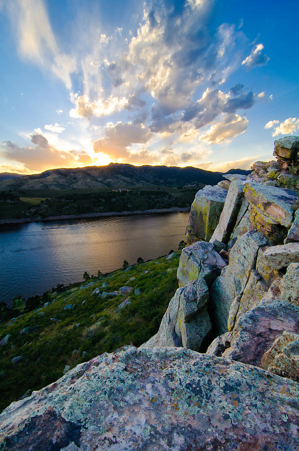 Sunset Photograph - Horsetooth Reservoir, Fort Collins, Colorado by Preston Broadfoot