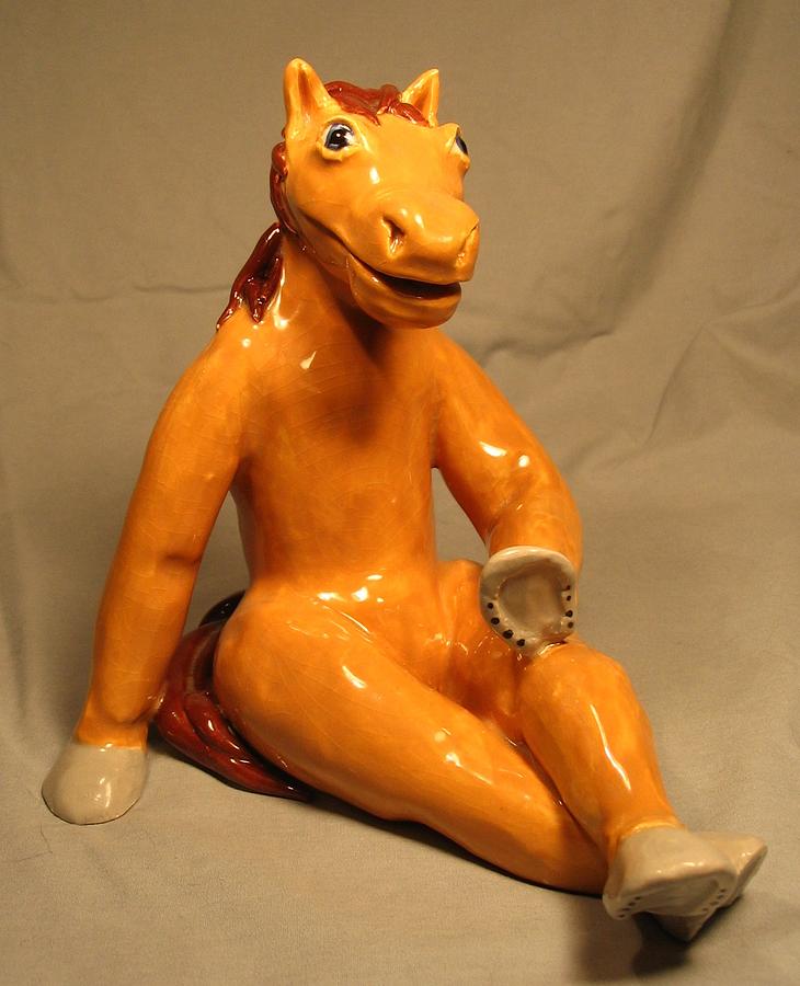 Horse Sculpture - Horsin Around by Bob Dann