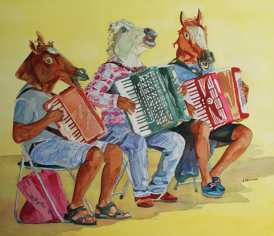 Horsing Around With Accordions Painting by Jenny Armitage