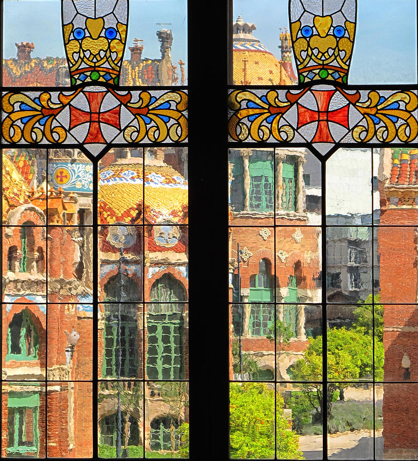 Hospital de Sant Pau Through Stained Glass Photograph by Dave Mills